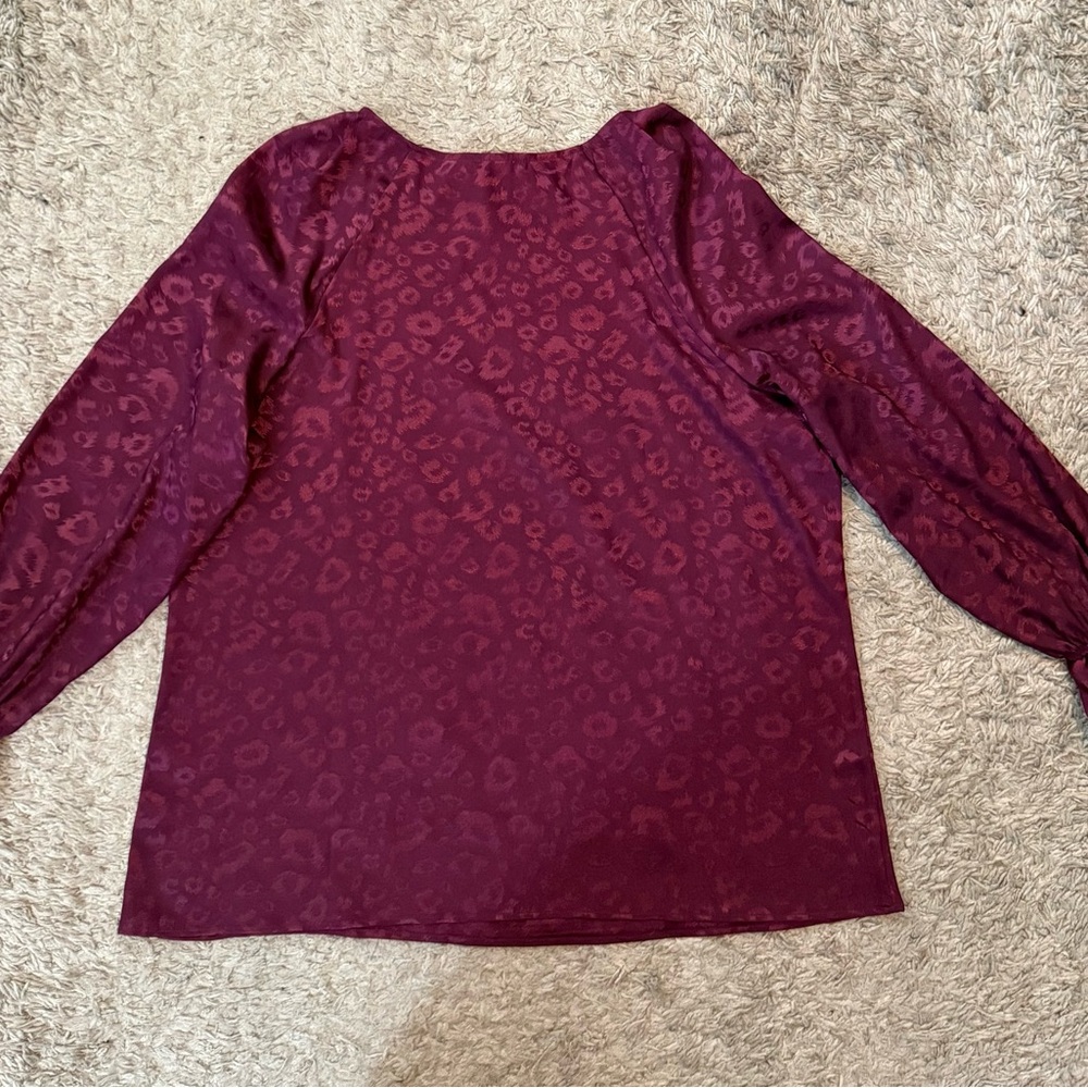 Bar III Women’s Deep Burgundy/Purple Animal Print Long Sleeve Blouse XL - Picture 5 of 6
